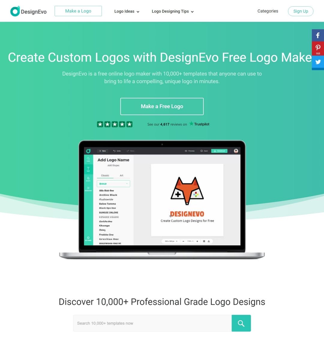 DesignEvo home page
