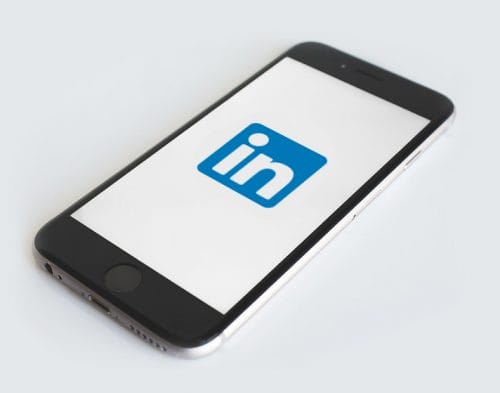 smartphone showing linkedin logo